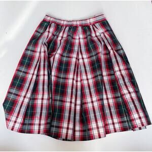 Red & Green Plaid Midi Skirt